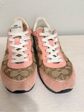 Coach Pink & Tan Signature Logo Sneakers